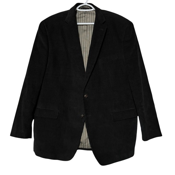Chaps Men's 46R Dark Navy Blue Corduroy Sport Coat Blazer Jacket Elbow Patches - Picture 1 of 6